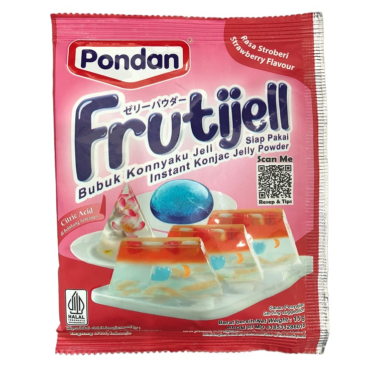 

Frutijell Rasa Strawberry 15gr Pondan Bubuk Konnyaku Jelly