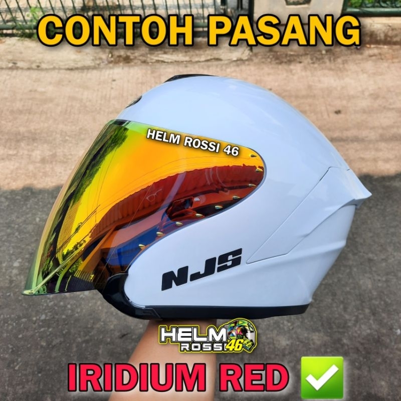 Kaca Visor Flat NJS KAIROZ Kairos Iridium Blue Red Silver Chrome Smoke Hitam merk Norisk gratis Rachet kupingan
