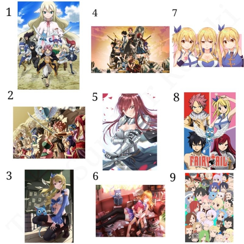 Poster Fairy Tail Anime Figure Girl Lukisan Sexy Paper Natsu Lucy Erza Pajangan Dinding Gambar Tembo