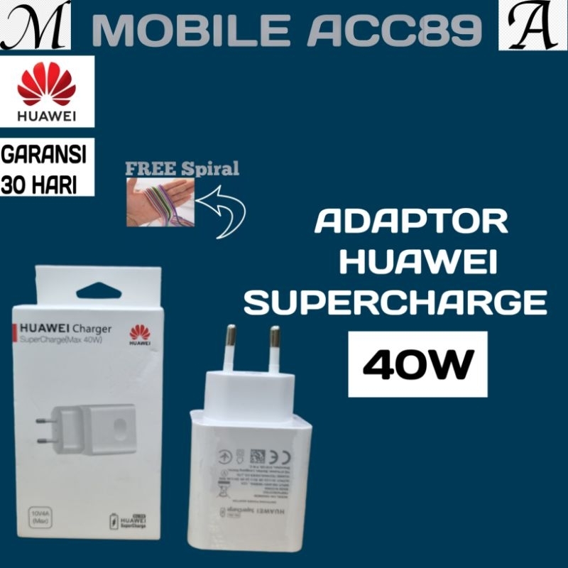 Adaptor Huawei 40W SuperCharge Kepala Charger 40 watt Fast charging P30 Pro P40 P20 Pro Mate 20 40 Lite Nova 5 6 7