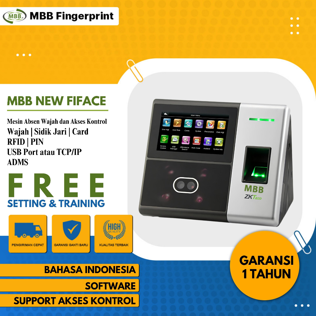 Mesin Absen Wajah Fingerprint Card RFID MBB NEW FIFACE - ZKTeco