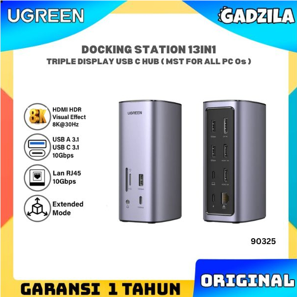 UGREEN 12in1 Docking Station Hub Usb C Charger 100w + 3 HDMI Display Macbook M1 Ke Monitor Tv 90325