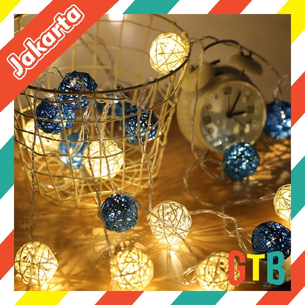 ❤️GTB❤️ Lampu Bola Led 2 Meter Lampu Hias / Lampu Hias Dekorasi Bola Rotan / String Fairy Lampu Hias Kamar E024