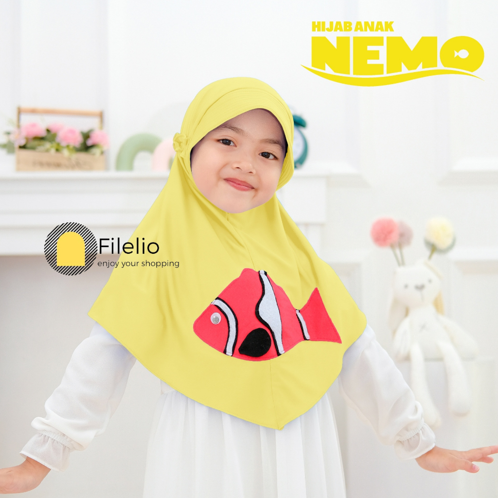 Hijab Anak TK Karakter NEMO Usia 4-7 Tahun Jilbab anak Karakter Lucu Terbaru Kerudung Anak Fish Nemo Pakaian Anak Perempuan