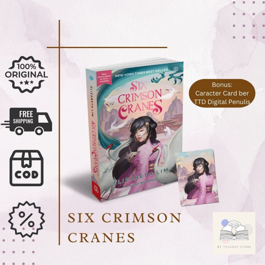 Novel Six Crimson Cranes - Elizabeth Lim | Novel Fantasi Best Seller | Novel Fantasi | Rekomendasi N