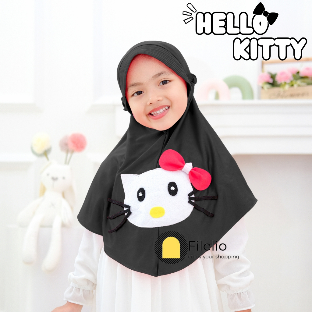 JIlbab Anak Tk Hello Kitty Terbaru Jilbab Anak Karakter Hello Kitty Usia 4-7 Tahun Bahan Jersey Kerudung Anak Kekinian