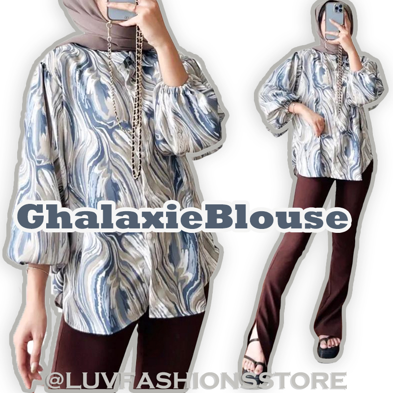 IL - GHALAXIE BLOUSE MARBLE WANITA / ATASAN BLOUSE SHAKILA PREMIUM / KEMEJA MOTIF TERBARU