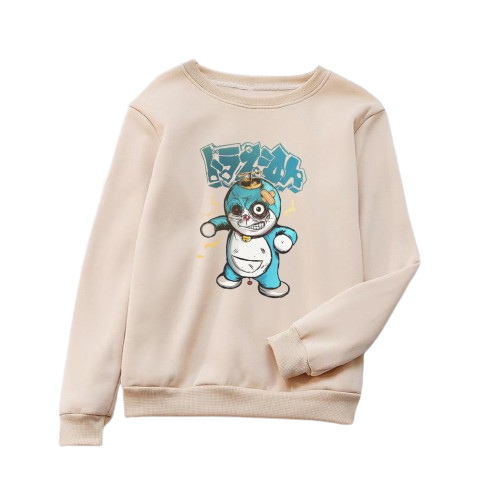 Sweater Crewneck Pria ANGRY DORAEMON Casual Style Bahan Premium Fashion Casual Wanita Pria