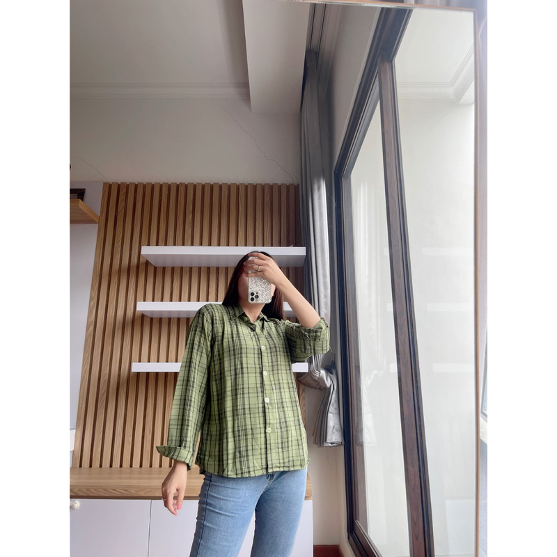 KEMEJA KOTAK CRINGKLE IMPORT