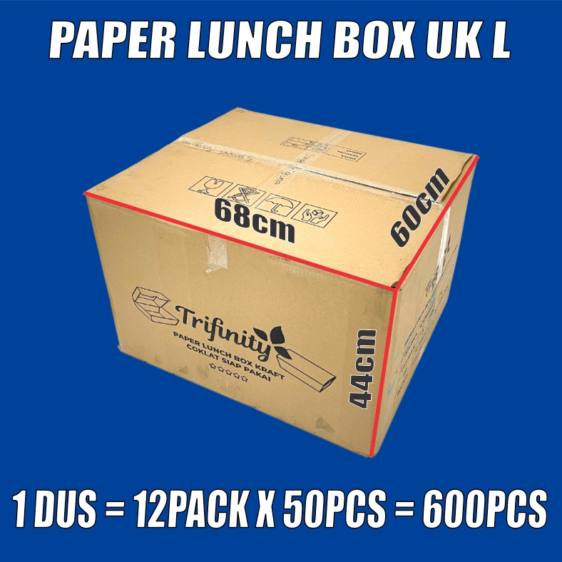 Paper Lunch Box Per Pack Uk L Kraft Coklat Food Tray Kotak Makan Kertas