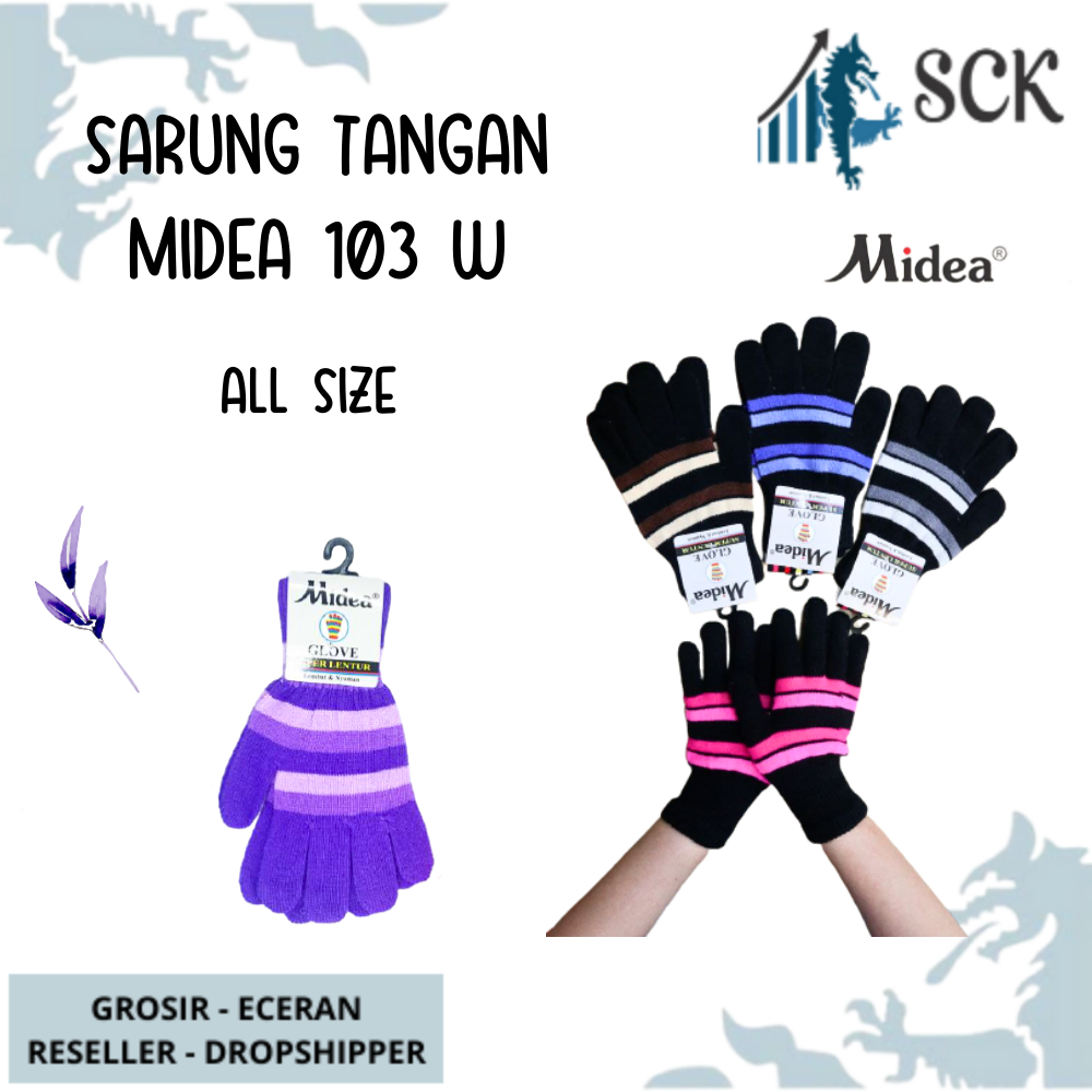 Sarung Tangan MIDEA 103 Jari Strip WARNA / Sarung Tangan Dewasa Warna / Kaos Tangan Cewek Perempuan Perlengkapan Otomotif - sckmenwear GROSIR