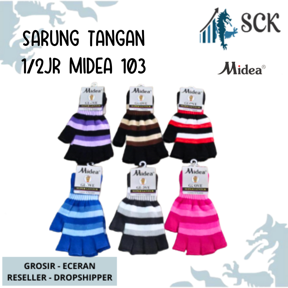 Sarung Tangan MIDEA 1/2 Jari 103 Strip WARNA / Kaos Tangan Dewasa MIDEA 1/2 JARI STRIP 103 / Perlengkapan Otomotif - sckmenwear GROSIR