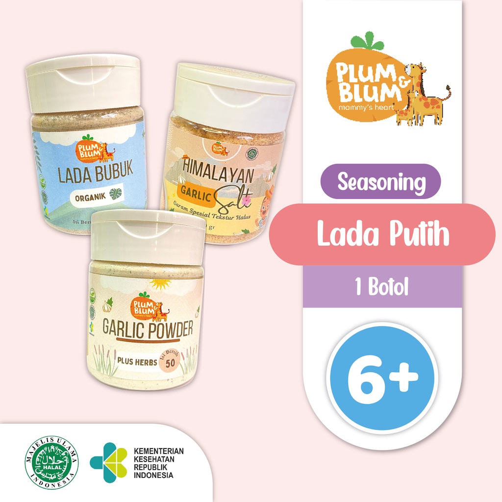 Plum &amp; Blum Lada Putih Himalayan Salt Garlic Powder Bumbu Dapur Mpasi- 50gr