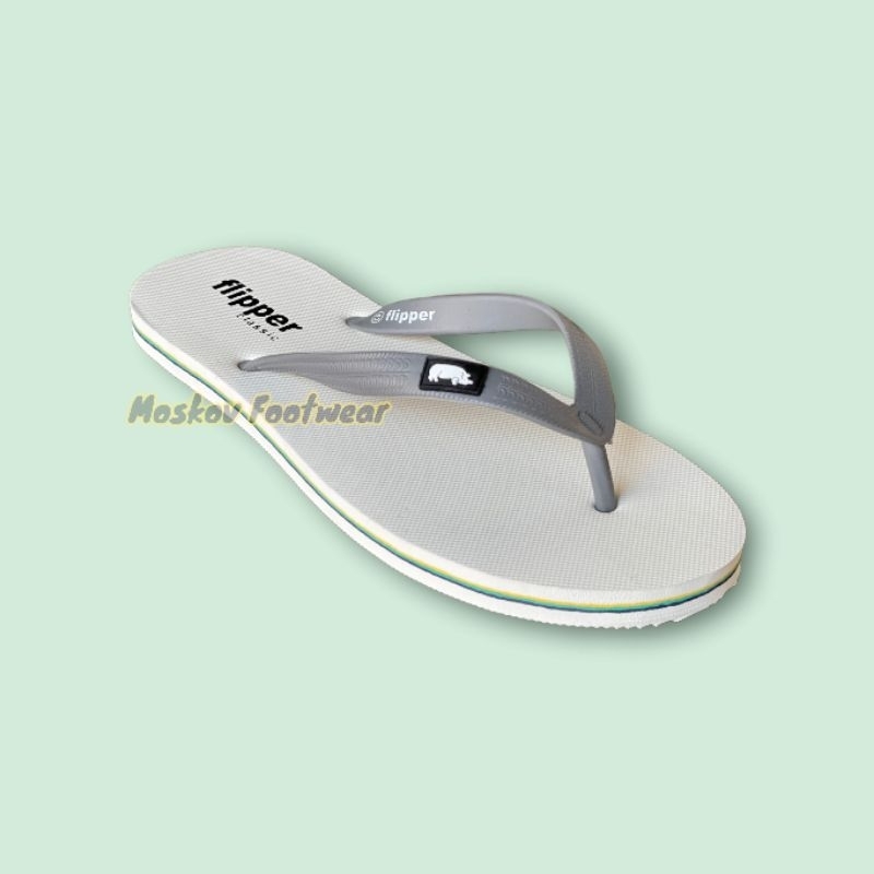 Munims Flip Flops Sandal Jepit Pria Santai Karet Rubber Anti Slip Sendal Japit Pantai Casual Flip Flop White On Grey