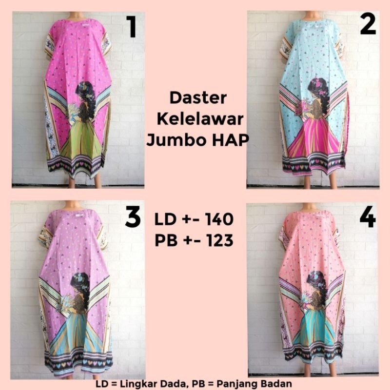DASTER KELELAWAR JUMBO HAP PASTEL LOWO BIGSIZE ADEM BU TEJO PUJA + JMN