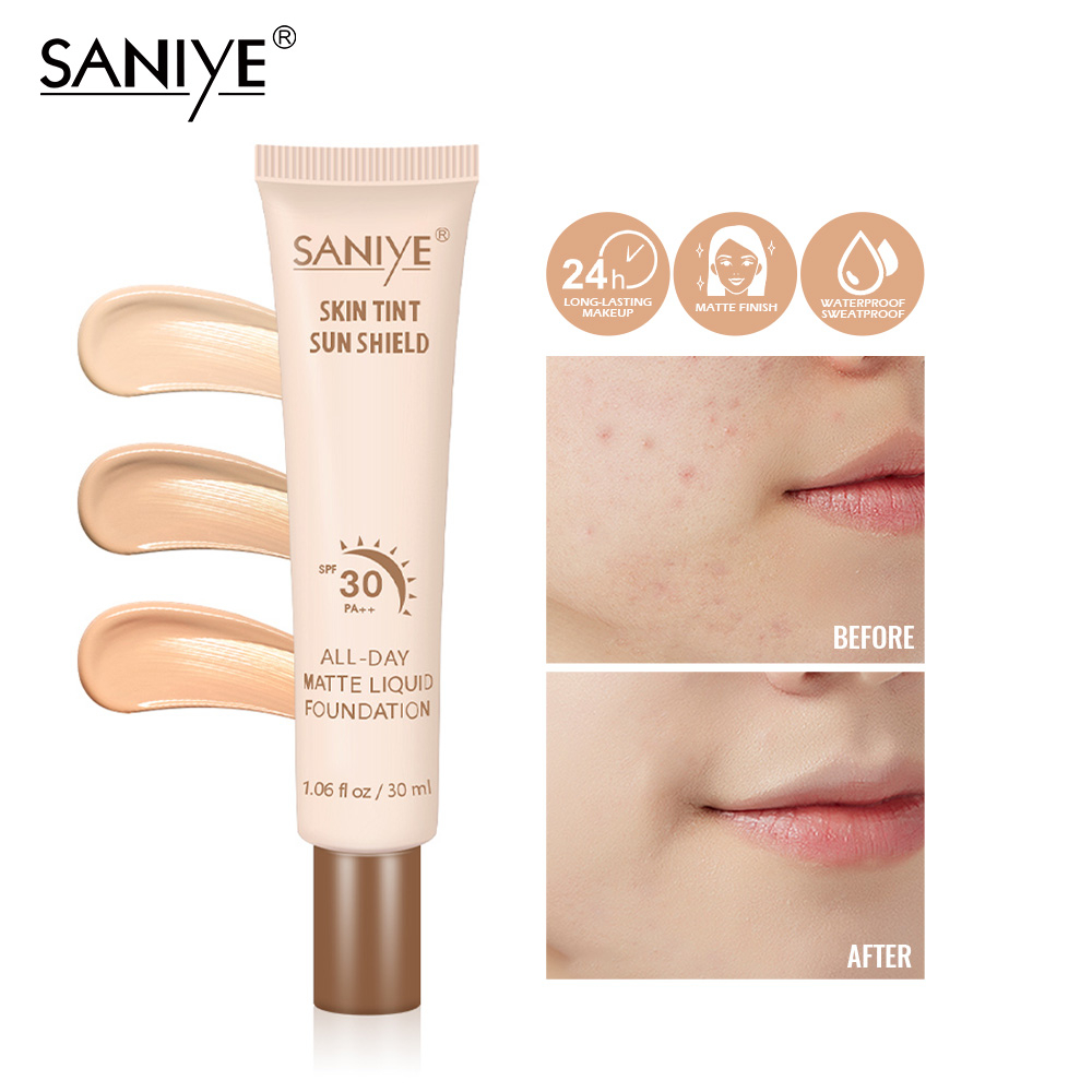 SANIYE Matte Foundation Cream Alas Bedak Tahan Lama Original SPF30 Sunscreen 4 Warna R6005