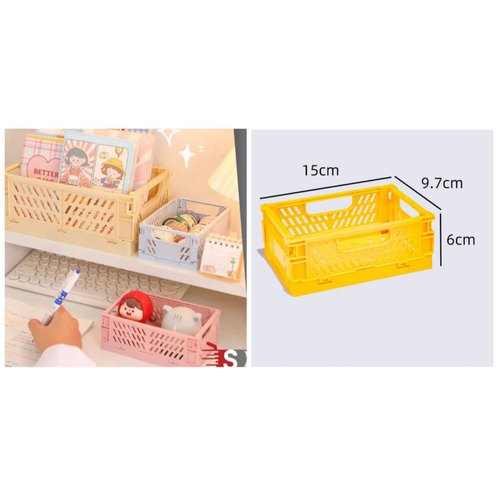 Rak Kotak lipat Penyimpanan Serbaguna Plastik Lipat Multifungsi Basket