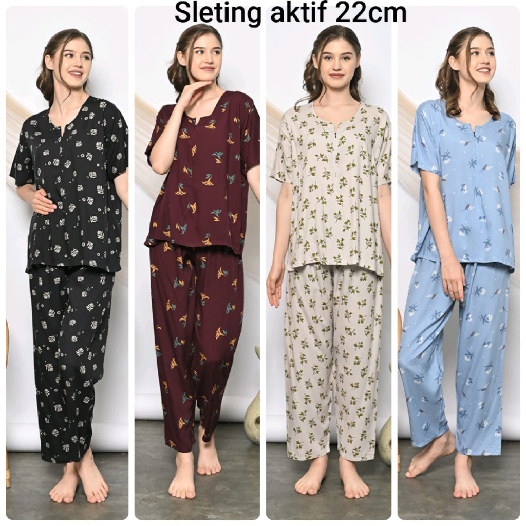 PAKET USAHA 10PC BEBAS PILIH MOTIF PIYAMA LENGAN PENDEK SLETING BUSUI CELANA PANJANG