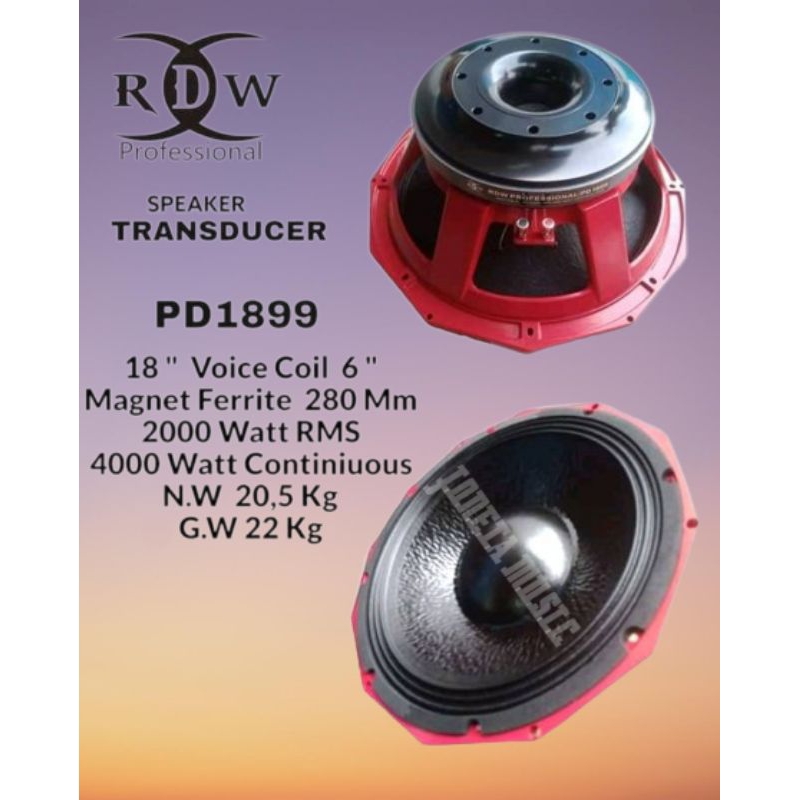 Speaker Komponen RDW 18 PD 1899 / PD1899 - 18 inch