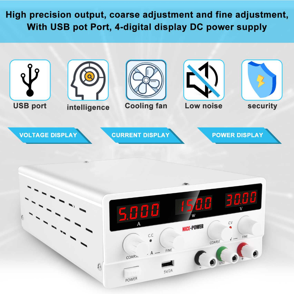 NICE-Power Supply Adjustable DC Stabilized Maintenance 30V 10A - SPS-H3010