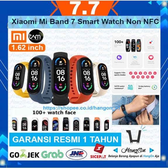 Xiaomi Mi Band 7 Smart watch Band Blood Oxygen Monitor Non NFC Garansi 1.62&quot; Waterproof 5 ATM Jam Tangan Pintar Olahraga  100+ Watch Face