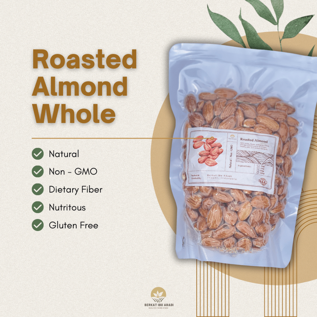 

Kacang Almond Panggang Utuh 100gr / Roasted Almond Whole 100gr