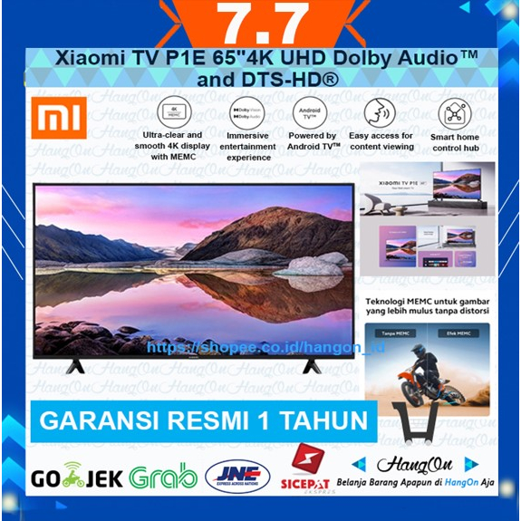 Xiaomi TV P1E 65&quot; 65 Inch 4K UHD MEMC DTS Smart Android TV Digital Mi