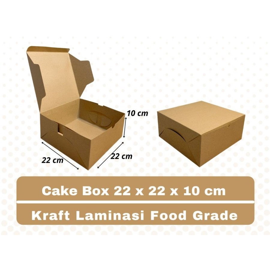 

10pcs KOTAK KUE CAKE BOX KRAFT 22X22X10 LAMINASI 325 GSM