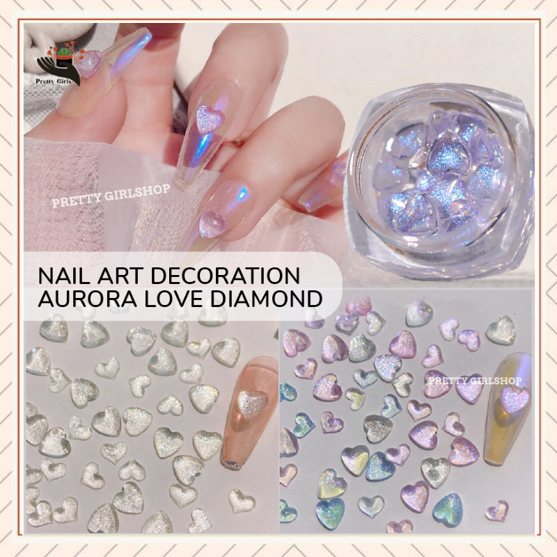 Pretty Hiasan Kuku 3d Nail Untuk Aksesoris Nail Art/Manicure Charms Berlian/Aurora Love Decoration Crystal Nail Art