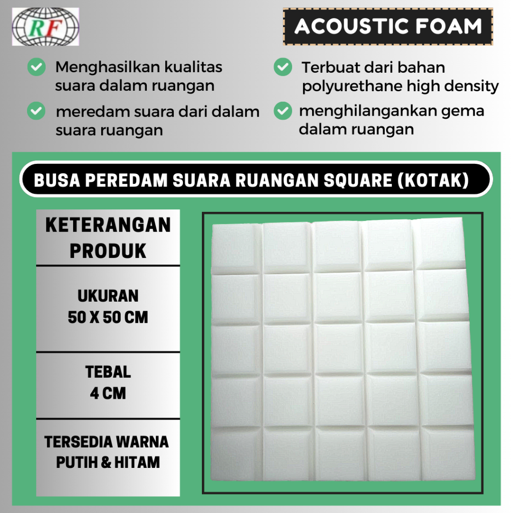 Busa Peredam suara ruangan 50x50x4cm Square Kotak Accoustic Foam