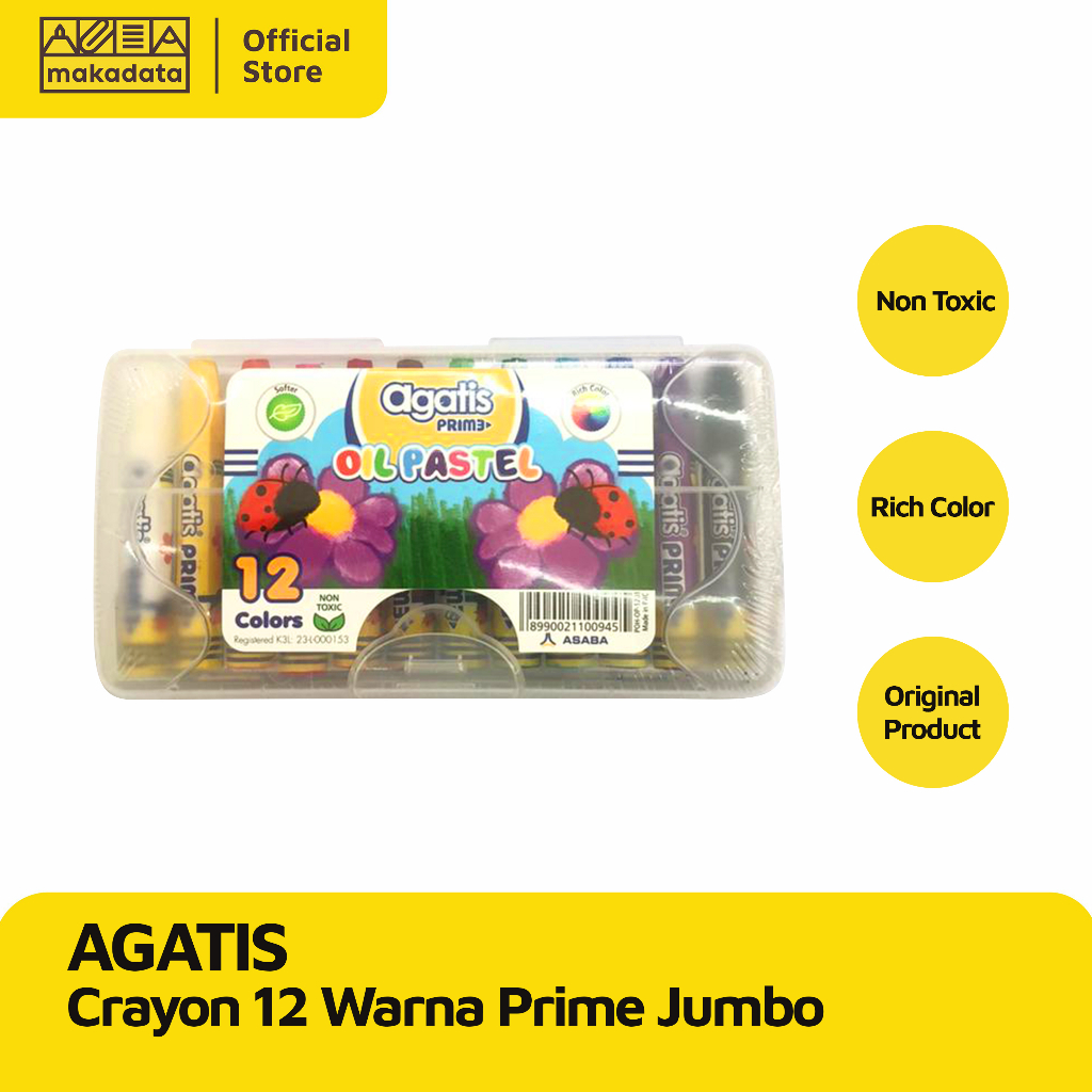 

CRAYON / OIL PASTEL AGATIS ISI 12 WARNA PRIME JUMBO MURAH