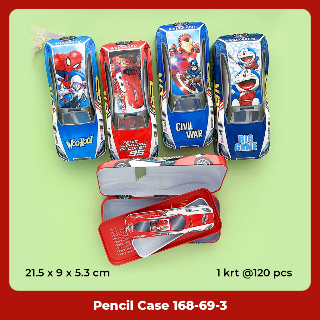 Tempat Pensil / Pencil Case / Kotak Pensil Kaleng Mobil Motif Fancy Lucu 168-69-3