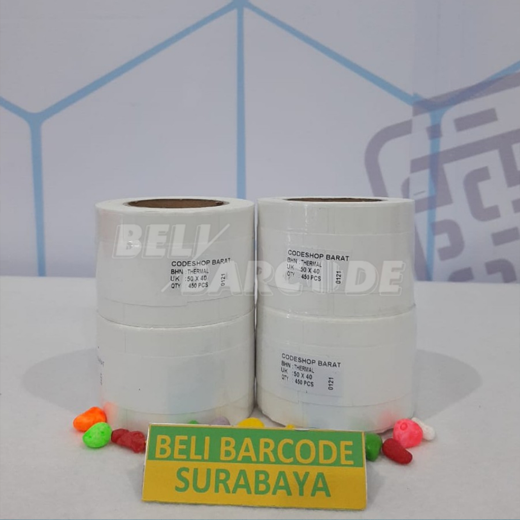 Stiker Label Thermal 50 x 40 mm 1 Line isi 450 Pcs Timbangan 50x40