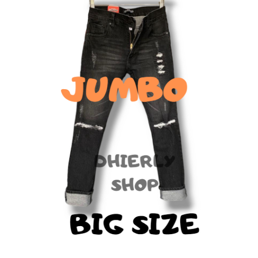 Celana  Besar Jeans Big Size Panjang Pria Sobek Lutut Jumbo