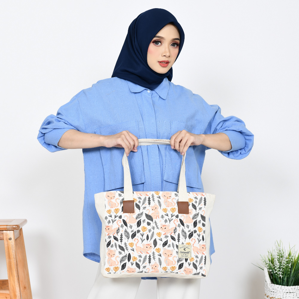 TOTEBAG RESLETING KANVAS MOTIF WANITA/TAS TOTE BAG KULIAH CEWEK,TAS BELANJA,TAS SEMINAR,BISA CUSTOM