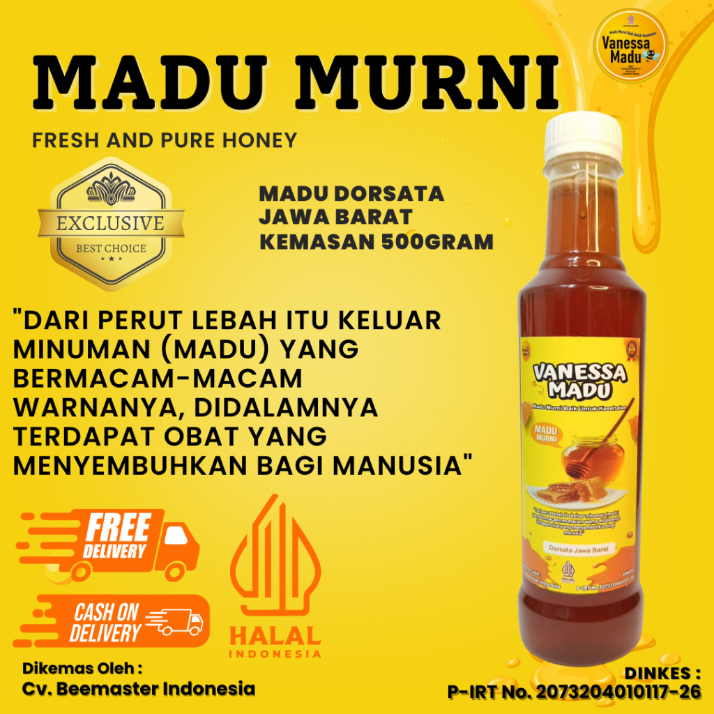 

MADU MURNI DORSATA JAWA BARAT KEMASAN 500gram 100% ASLI ORIGINAL FRESH