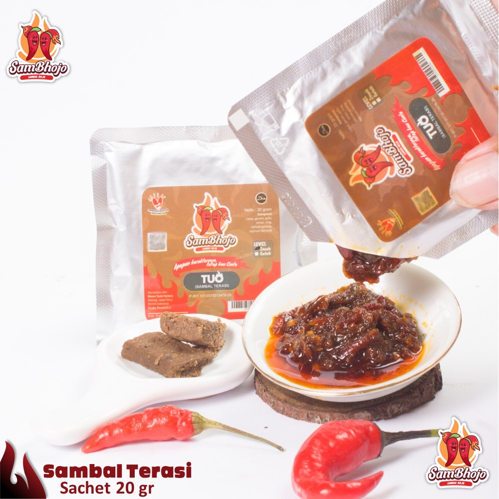 

SamBhojo - Sambal Terasi (Bojo Tuo) Sambal Kemasan Sachet 20gr