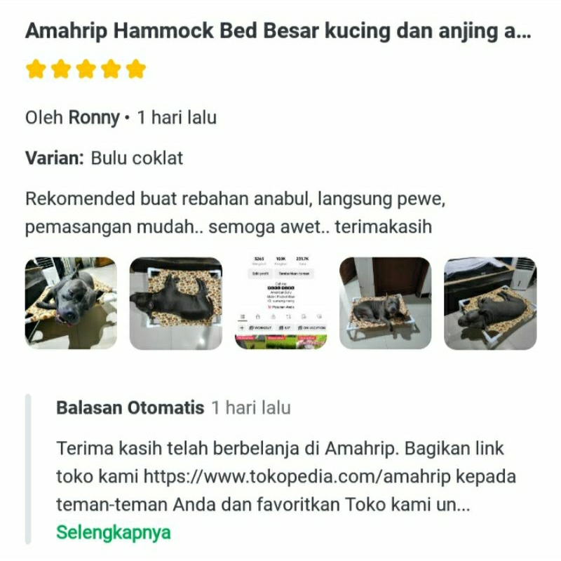 Amahrip Tempat tidur Anjing size besar ayunan hammock Hewan Peliharaan pet bed