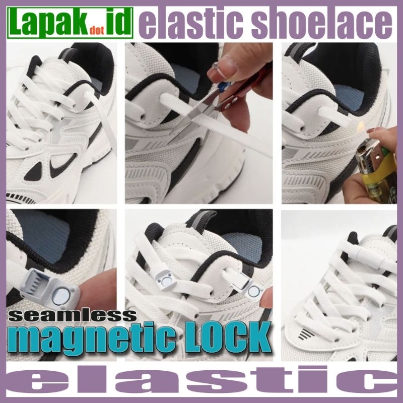 tali sepatu elastis lebar dengan pengunci magnet