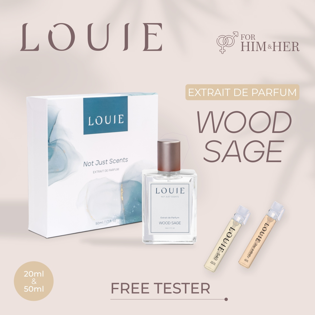 Louie Inspired Extrait De Parfum Parfume Perfume Farfum Parpum Minyak Wangi Wood Sage &amp; Sea Salt Edp Mini kecil Travel Size Fresh Unisex Premium Lokal Mewah Wanita Perempuan Pria Cowok Original Tahan Lama Dan Wangi 24 Jam Perempuan Pria Cowok 20 50 ml