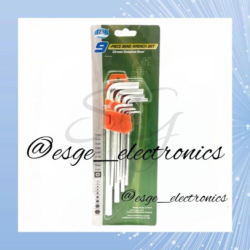 SET KUNCI L ISI 9 PCS KUNCI L SET PANJANG IZUMO EXTRA LONG RATA BINTANG BALLPOINT KUNCI L CHROME VANADIUM STEEL KUNCI L HEX BINTANG FLAT 1.5MM - 10MM SET KUNCI SEPEDA KUNCI MOTOR KUNCI L PANJANG