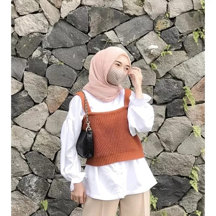 YASHI TANKTOP VEST KNIT PREMIUM - ROMPI RAJUT WANITA KOREA POLOS - ATASAN ROMPI KERJA OFFICE LOOK - HADIAH / KADO ULTAH CEWEK