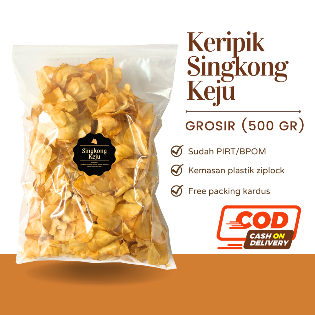 [DELISH SNACKS] Keripik Singkong Keju (Grosir) 500gr / Snack Cemilan Camilan Kilo Kiloan / Asin Gurih