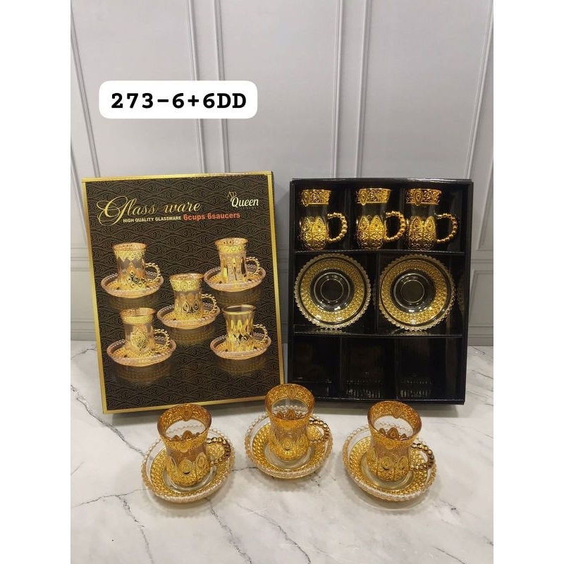 Tatakan Piring Gelas Teh Kopi Gold Mewah Cantik 6pcs