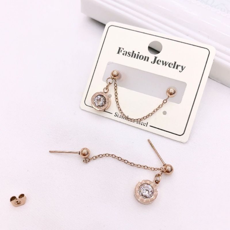 Anting Titanium asli anting 2lubang anti karat anti alergi Premium Quality Branded Band Anti karat Anting Stainless Steel Ori G81910