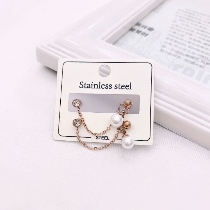 Anting Titanium asli anting 2lubang anti karat anti alergi Premium Quality Branded Band Anti karat Anting Stainless Steel Ori G818l20