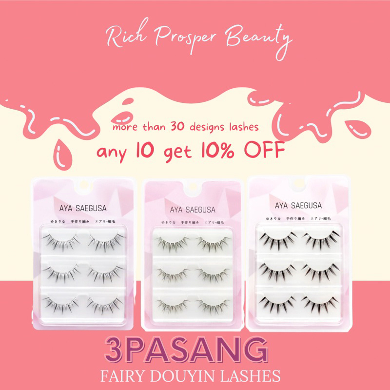 PILIH VARIASI - 3PASANG DOUYIN False Eyelashes Bundles Single Cluster Segmented Natural Simulation Cos Eyelashes Eye Extension