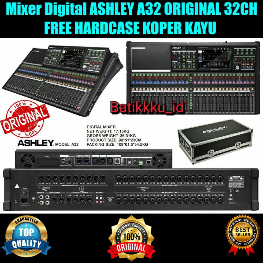 Mixer Digital ASHLEY A32 A 32 ORIGINAL 32 CH FREE KOPER KAYU HARDCASE