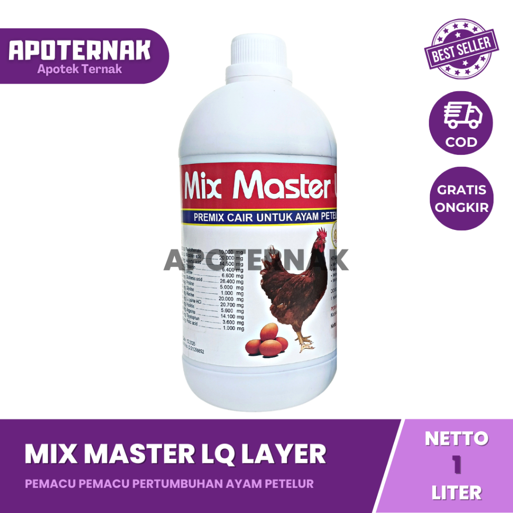 MIX MASTER LQ LAYER | Premix Pemacu Produksi Ayam Petelur Layer | Premix Cair 1 Liter