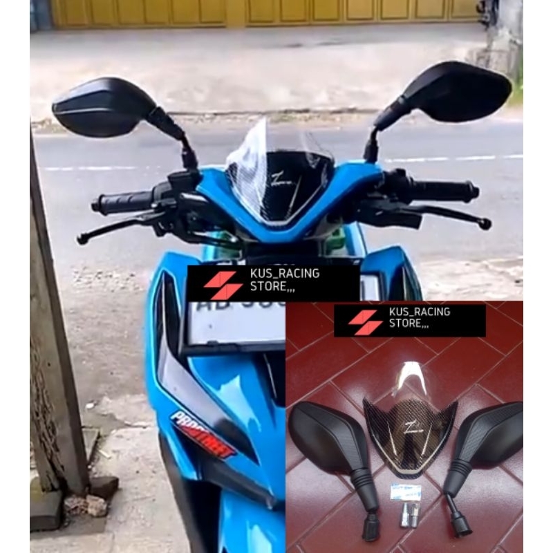 Paket Visor Variasi List Carbon Plus Spion Click Thailand Hitam Polos PNP Honda Vario New 125 150 LE